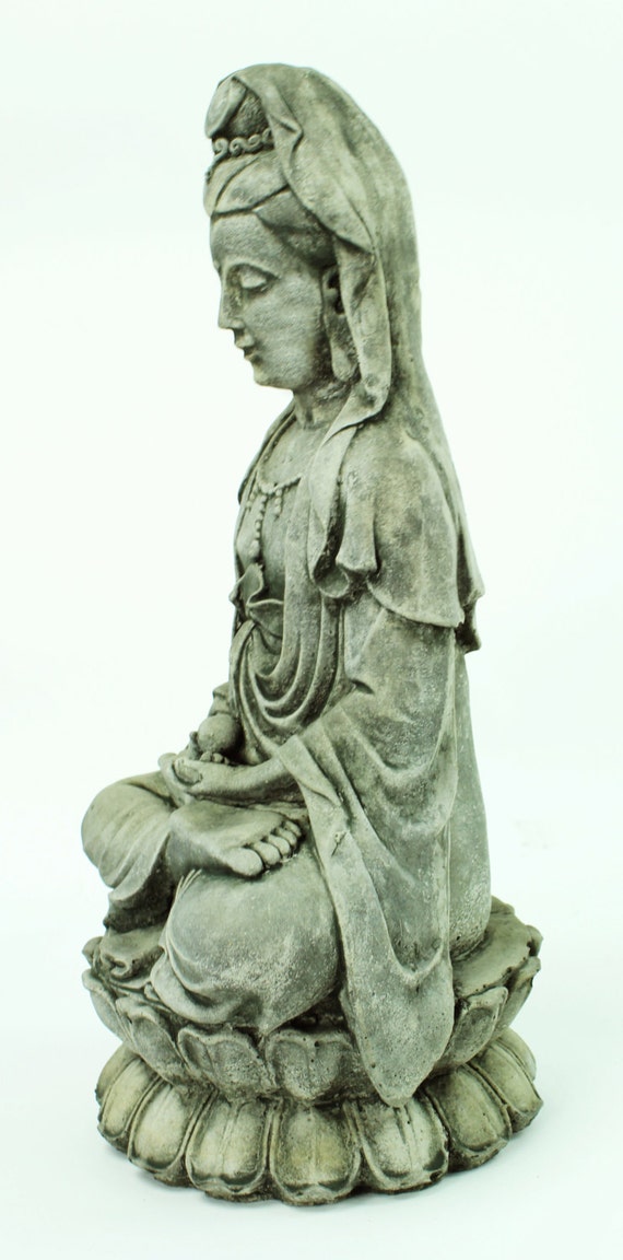 Kuan Yin Sitting Garden Statue Concrete Asian Statue Chinese
