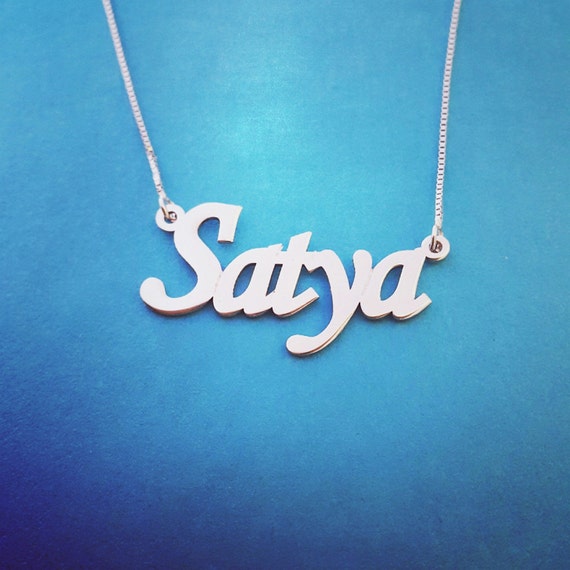 14k White gold name necklace / 14 ct WHITE gold solid gold