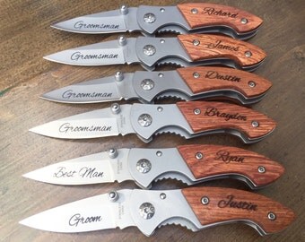 Sale MINI Engraved Knife with clip, Engraved Knife, Engraved Pocket Knife, Custom Knife, Groomsman Gift, Groomsman Knife, Groomsmen knives