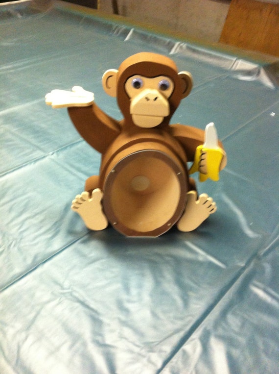 Banana Monkey wooden piggy bank