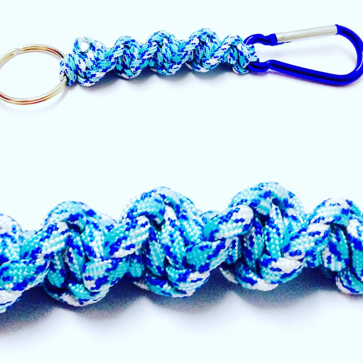 Blue Camo Keychain Paracord Keychain Carabiner Keychain