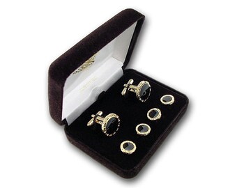 Tuxedo Formal Cuffling Set - Men's Cufflinks & Studs Set - Black Shirt Set