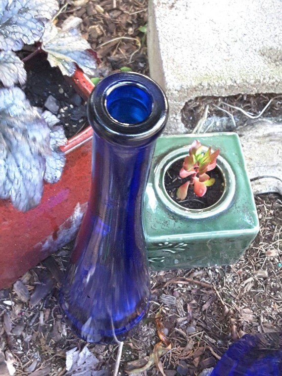 Tall Cobalt Blue Glass Bottle/Vase/Vintage by ThatsLifeInVintage