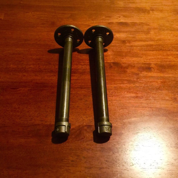 Two Industrial Black Pipe Shelf Brackets"DIY" Kit, 1/2" X 8", 9", 10 