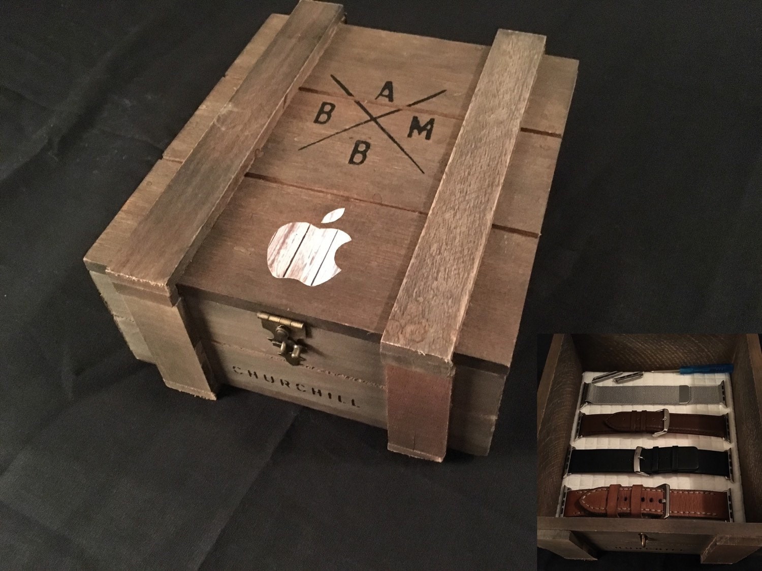 Apple Watch Band storage Crate style by AppleValleyWatchBox