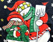 50% OFF SALE 40 Percent Off Vintage Navy Cuddling Snowman Christmas Jumper Sweater Large