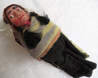 Old American Indian Collectible Toy Doll - Early Collectible Doll