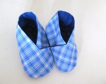 Baby Booties Blue Check