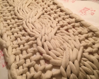 Luxury Handknitted Pure Merino Wool Blanket Bed Runner