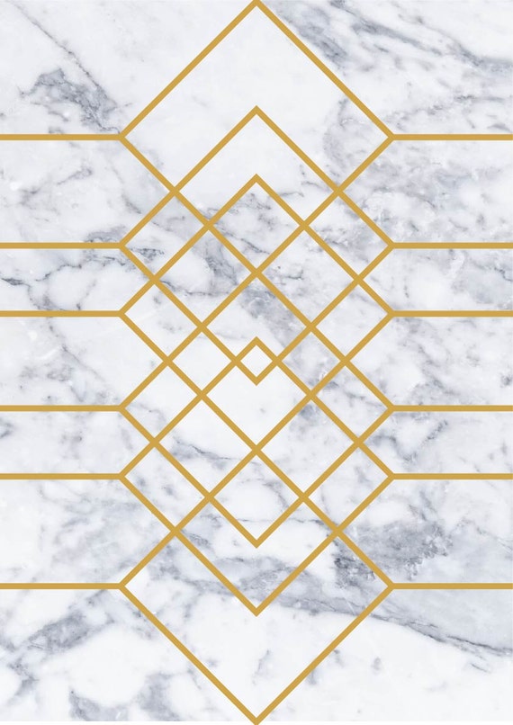 Marbleous Marble Gold Foil Geometric Shapes by HarrietandCoShop