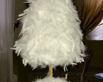 25" white feather topiary Tree