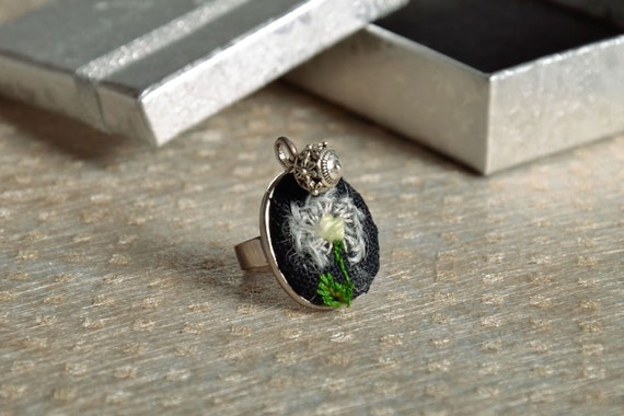 Ring with embroidery by ecofashionjewelry on etsy
