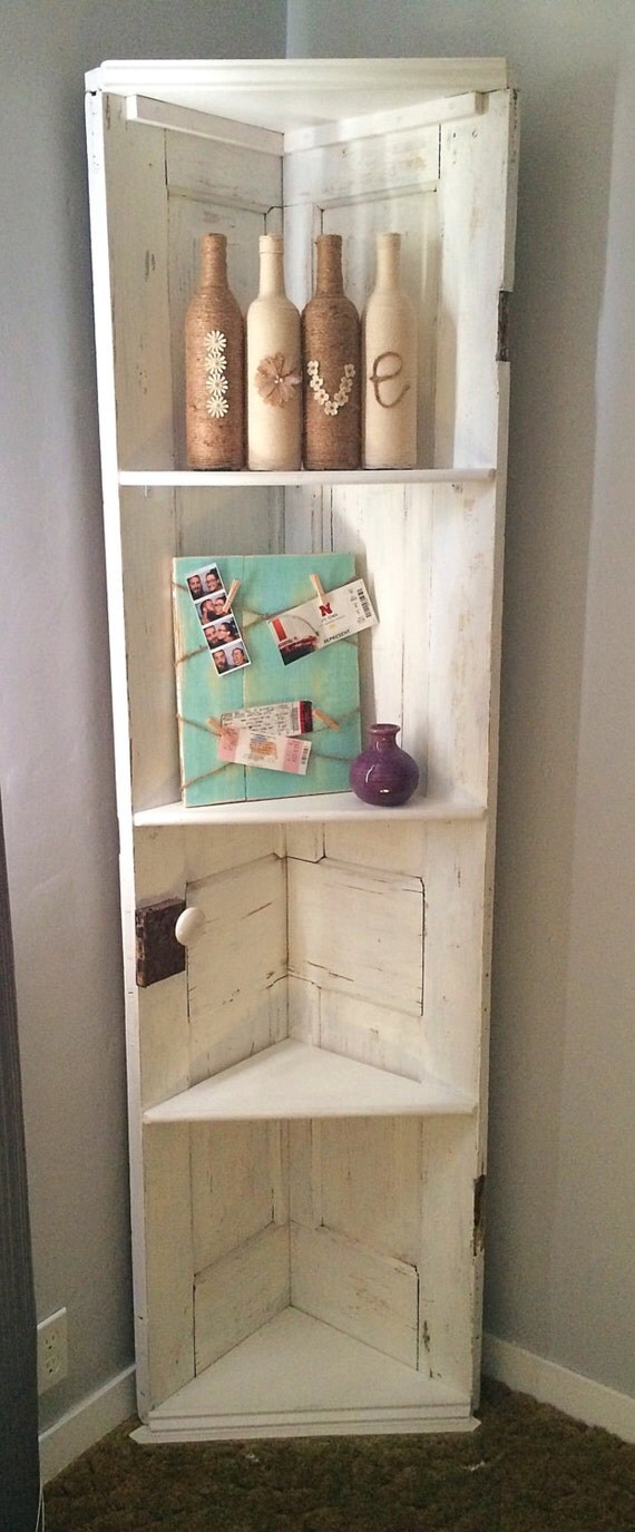 Corner shelf door shelf repurposed door bookcase upcycled
