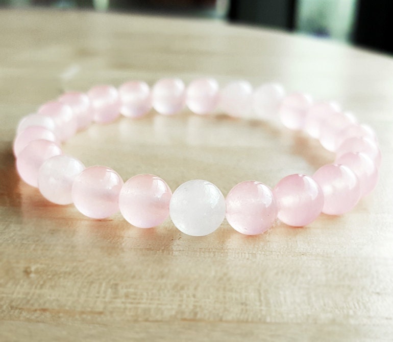 Genuine Rose quartz White quartz Bracelet quartz Healing