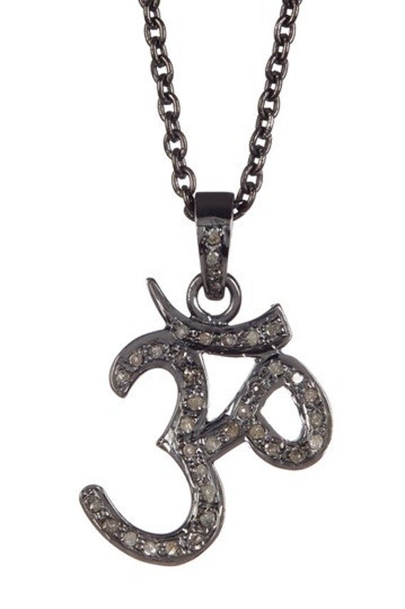 Pave Diamond Om Pendant necklace on 18 inch sterling by Amitbardia