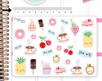 Kawaii Food Stickers Cute Food Stickers Food Stickers Planner Stickers Erin Condren Functional Stickers Decorative Stickers NR736