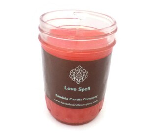 New! Love Spell Scented Candle in 8 oz. Jelly Jar