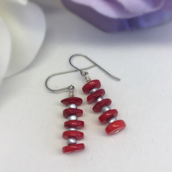 Items similar to Tanya - Red Coral earrings on Etsy