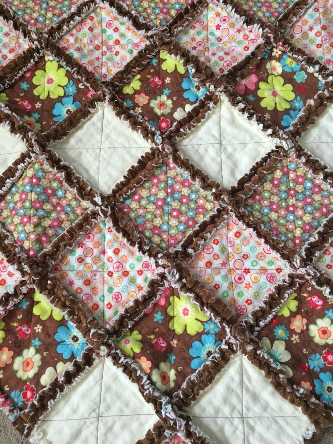 Baby Minky Rag Quilt Floral Flower