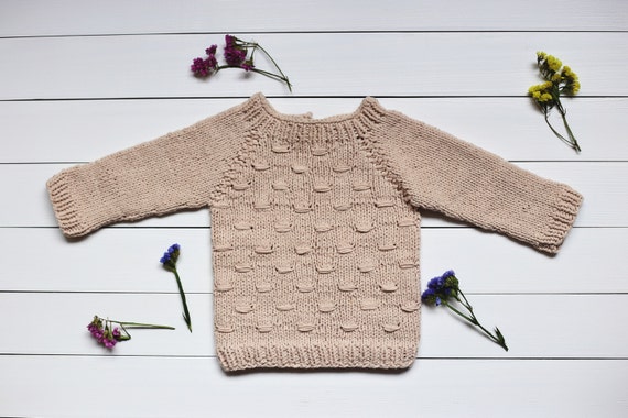 Unisex jumper Beige sweater Baby shower Baby sweater Unisex