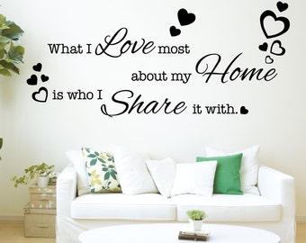 What I love most about my Home is who I Share it with - Vinyl Wall Art Sticker