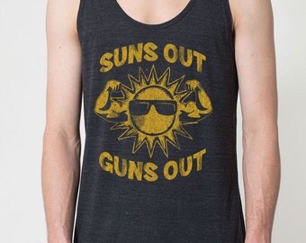 Suns out Guns out work out exercise muscle shirt beach ocean fitness cool - Unisex Tank Top - 276