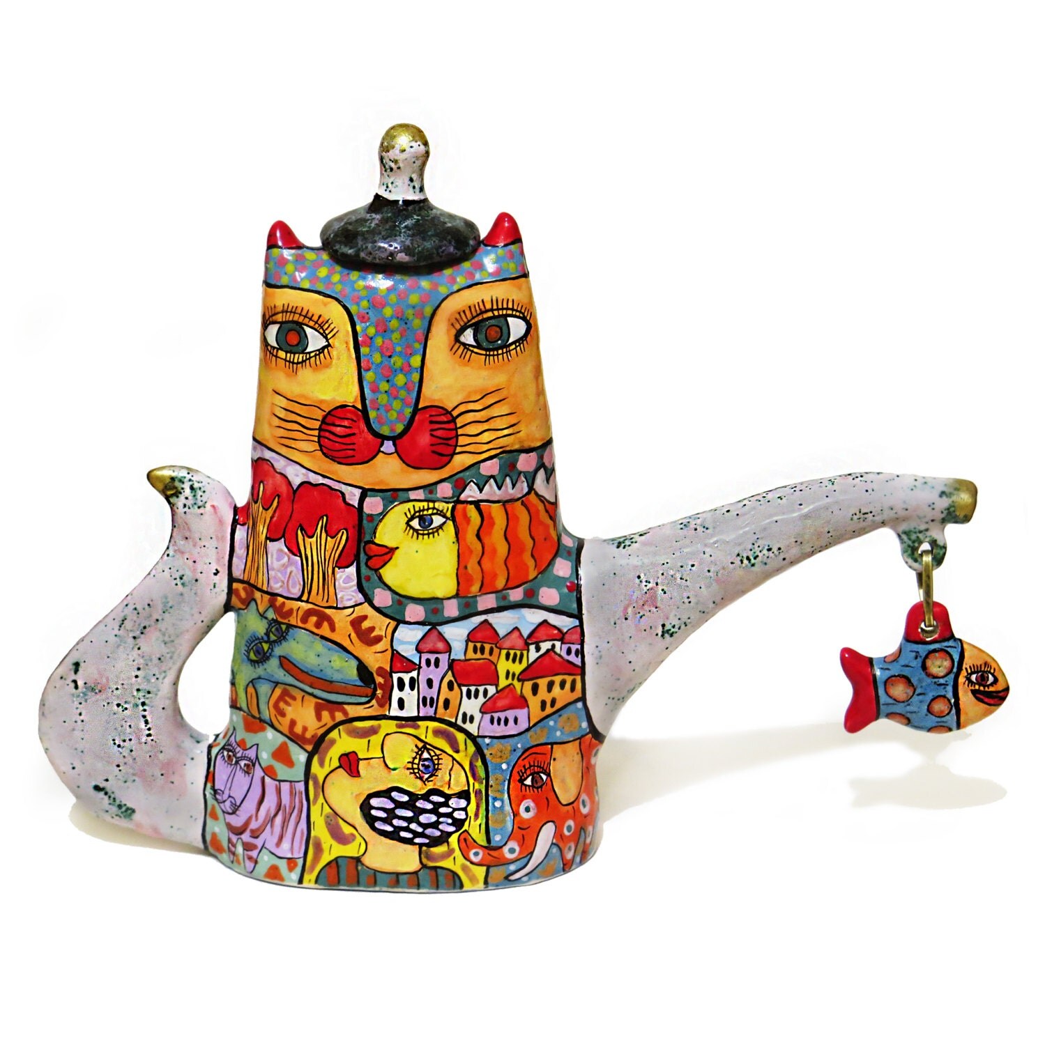 Kettle cat teapot cat teapot with decor cat Kettle coffee