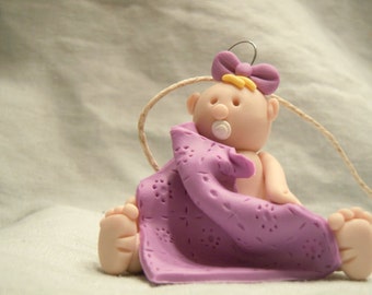 Polymer Clay Baby girl with a blanket