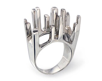 NEW YORK Ring, NY Ring, Contemporary Statement Ring, Unique Silver Ring, Large Silver Ring, Oversized Ring, Modernist Ring, Modern Ring