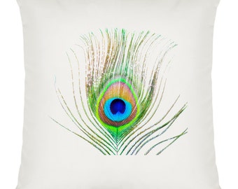 Peacock Feather Design Soft Plush Cushion Approx 40cm x 40cm Machine Washable
