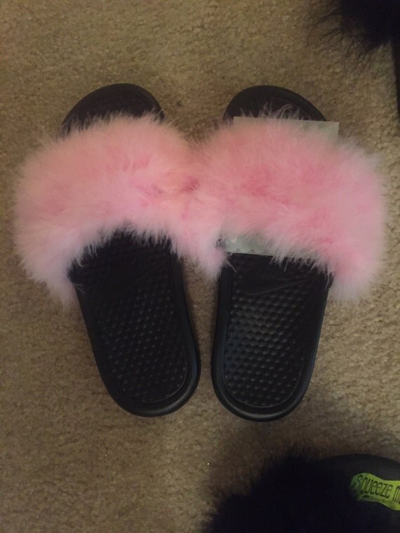 Light Pink Fuzzy slides