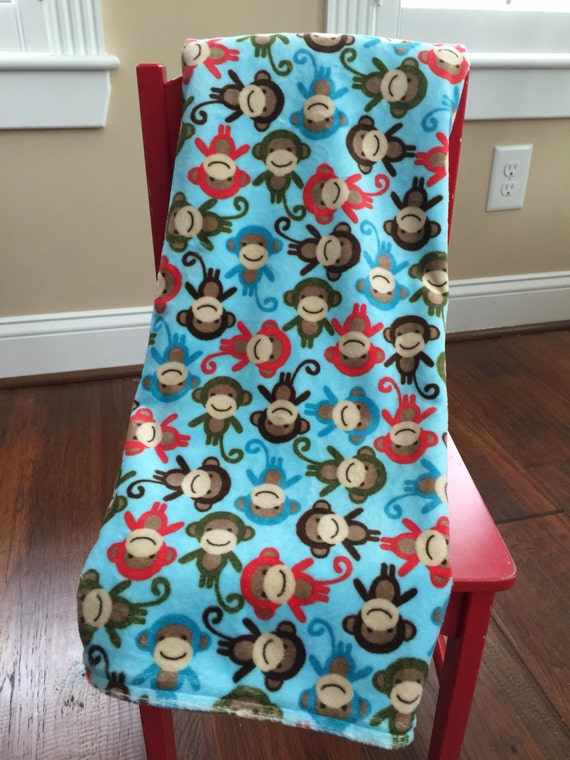 Monkey Baby Receiving Blanket / Monkey Minky Blanket / Soft