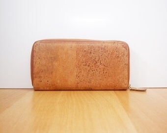 Cork Long Wallet Women Clutch purse with Zipper Phone Wallet Bag