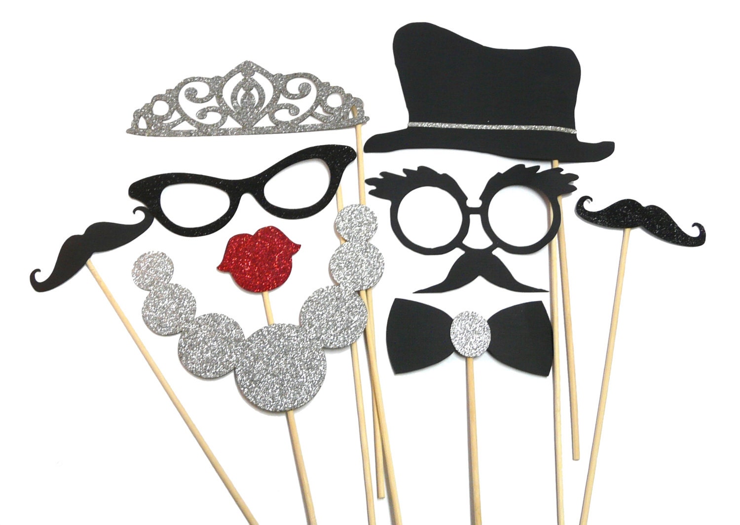 Photo Booth Props 9PC Vintage Hollywood Tiara Photo Booth