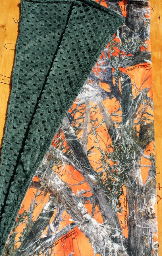 True Timber Camo Minky Baby Blanket Orange Camo Minky with