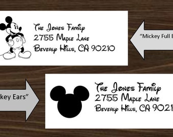 Custom Printable PDF Mickey Ears OR Full Body 1" x 2 5/8" Return Address Labels