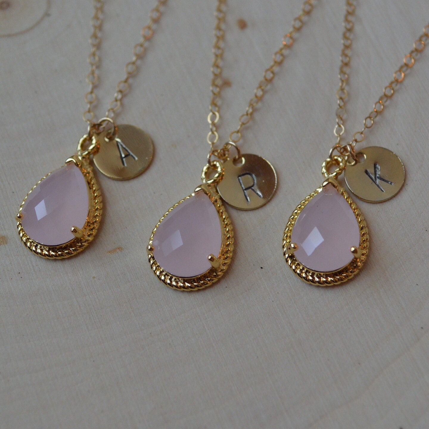 Pink Gemstone Initial Necklace