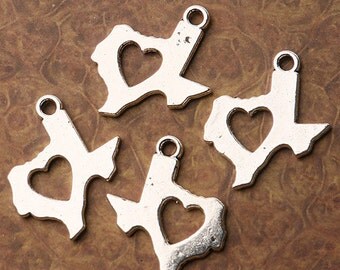 Tibetan Silver color LOVE TEXAS map design charms h0132