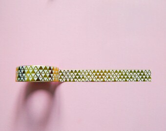 Cute Gold Washi Tape, Metallic Washi tape, Geometric pattern Tape, Gold Planner Tape, Triangle tape, Masking tape, Deco tape