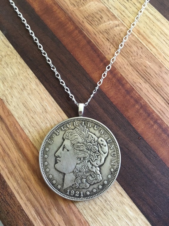 1921 SILVER Dollar pendant necklace by lovesilverhalos