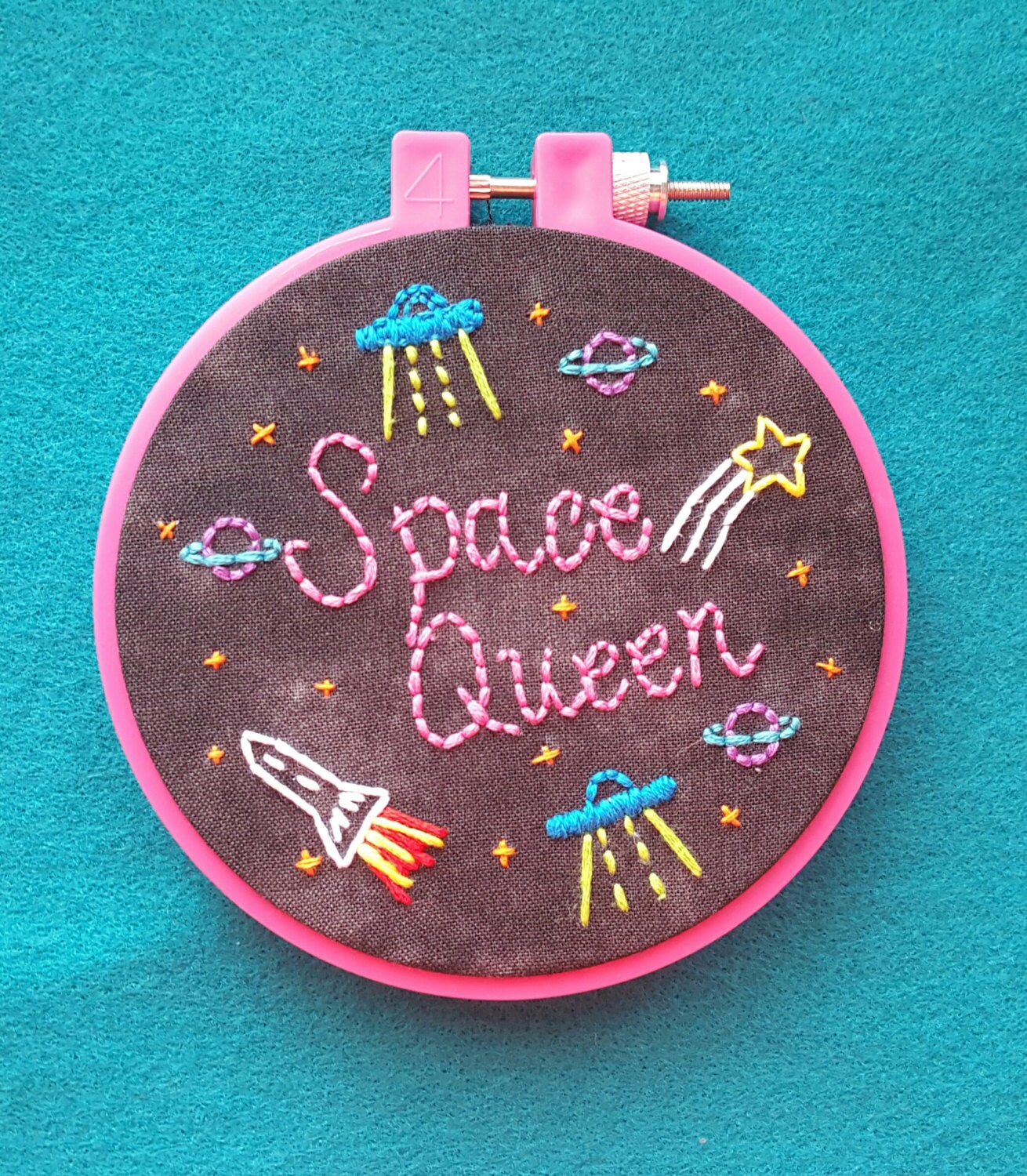 Space Queen 4 Embroidery Hoop Art