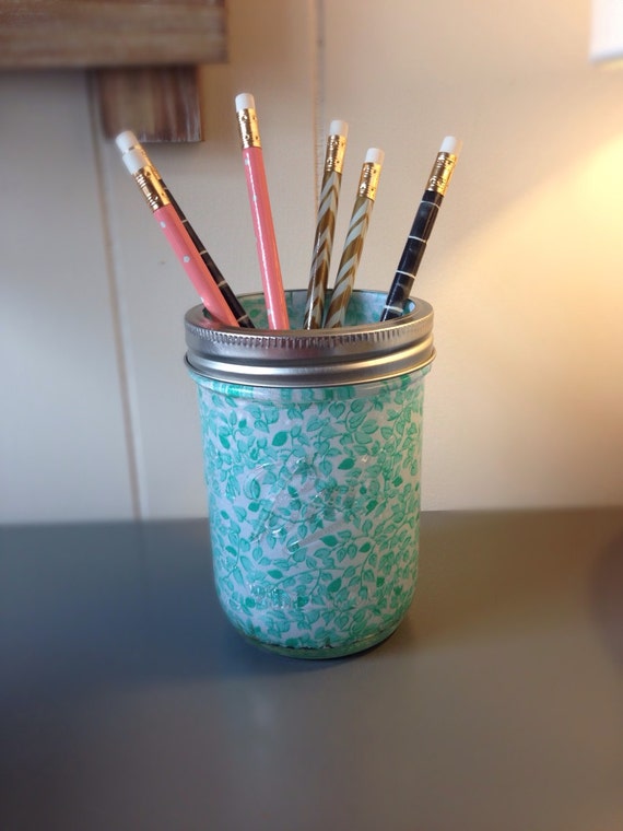 Mason Jar Brush/Pencil Holder by on Etsy
