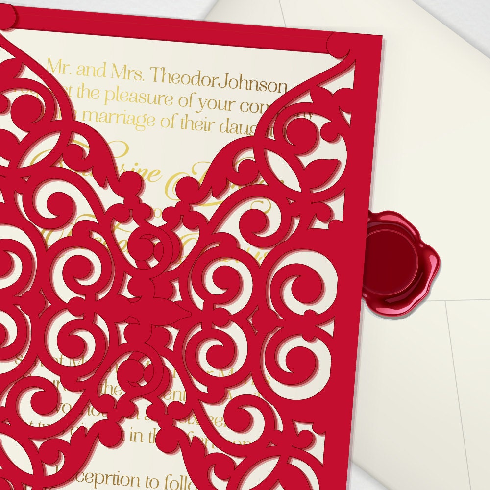 Download Vector laser cut wedding invitation cricut template, laser ...