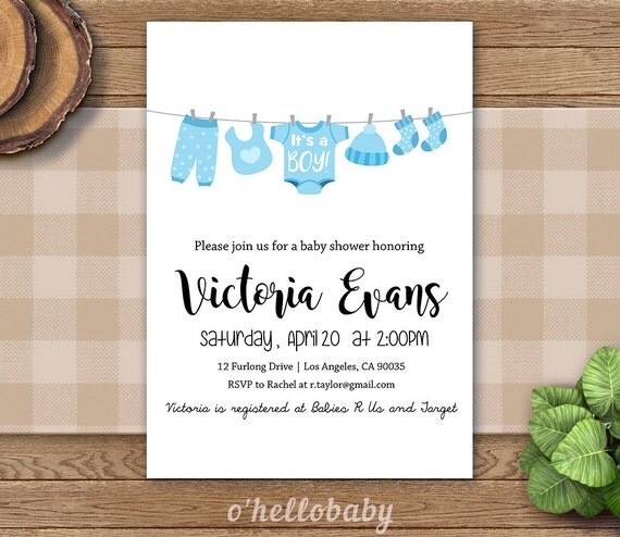 Personalized Baby Shower Invitation Cards Baby Boy by ohellobaby