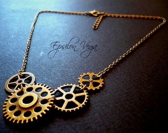 Steampunk gear necklace