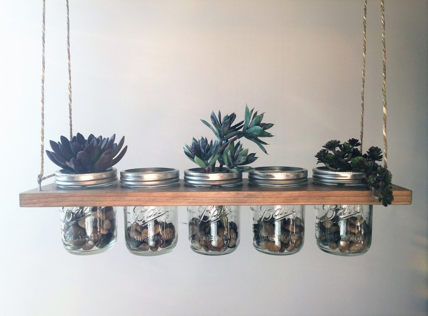Horizontal Hanging Mason Jar Planter//Storage//Decoration