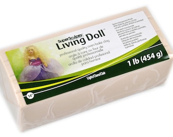 SUPER SCULPEY Living Doll Polymer Clay 1 Pound Block LIGHT Beige Flesh Making Dolls Oven Bake