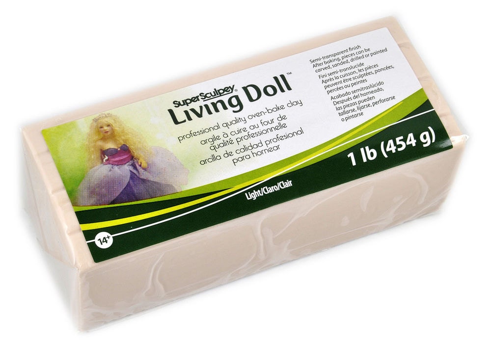 Super Sculpey Living Doll Polymer Clay 1 Pound Block Light