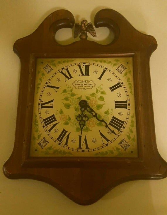 Items similar to Vintage 1970's New England Clock Co. Colonial Wall Clock with Eagle on Etsy