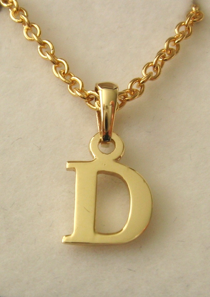 Download Genuine SOLID 9K 9ct YELLOW GOLD 3D Initial D Letter Pendant